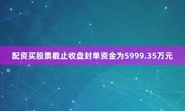 配资买股票截止收盘封单资金为5999.35万元